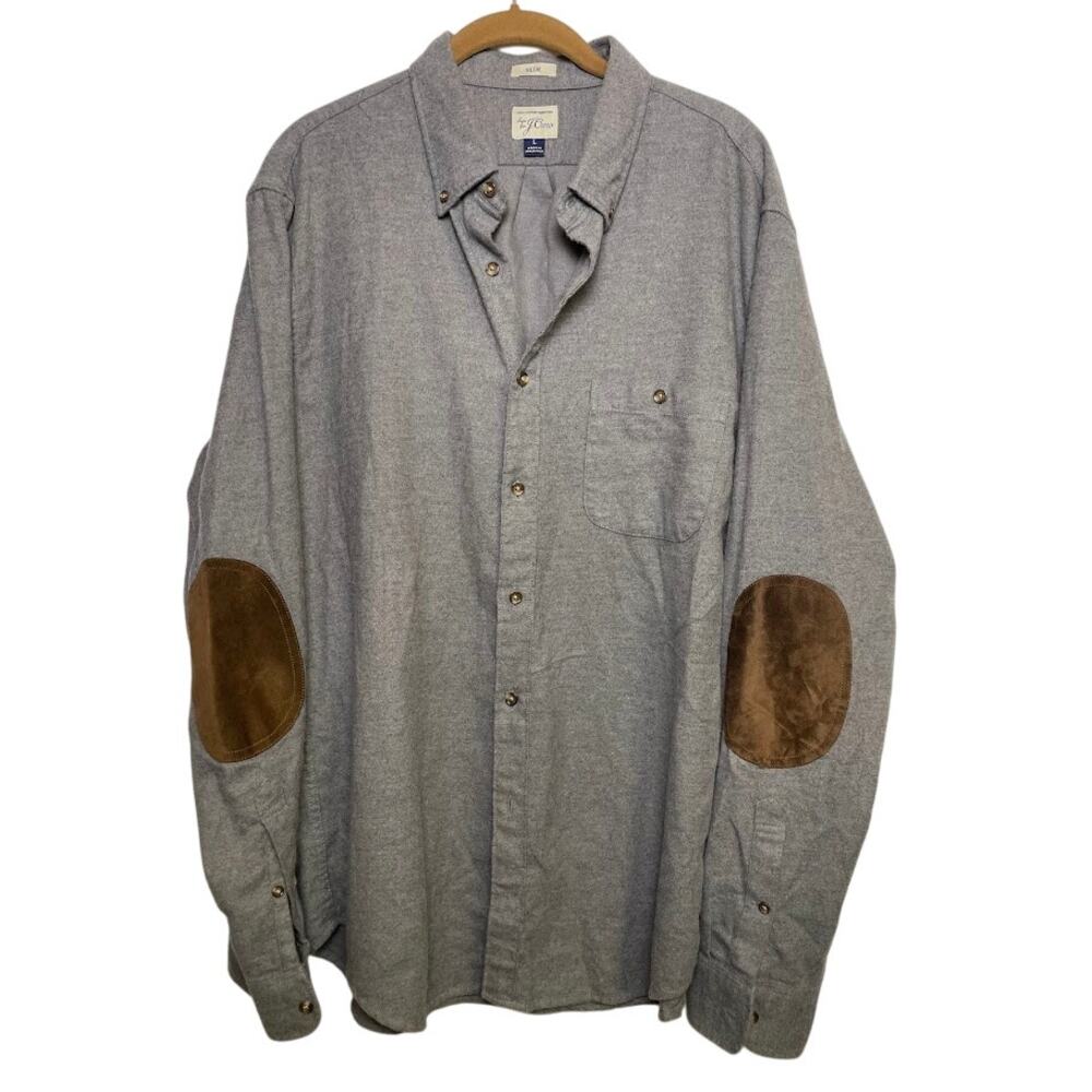J.Crew Mens Button Down Shirt Elbow Patch Long Sleeve Slim Cotton GrandpaCore L